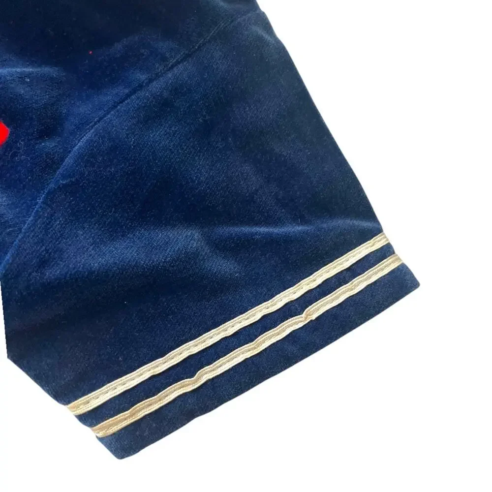 Size 2T/3T Vintage 50s Goodlad Navy Blue Sailor Boy Romper White Stripes Velour